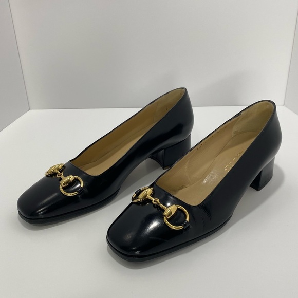 GUCCI Horsebit Square Toe Leather 1.5” Heels! Size 36 - Picture 1 of 15